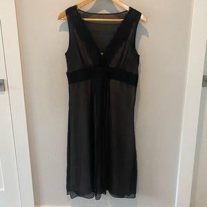Loft | black slip dress with lace detail | 100% silk | size 6